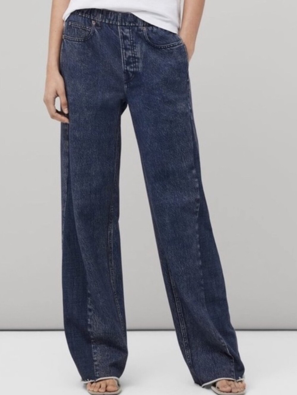 Rag & Bone Miramar Wide Leg Pants Cotton Faux Denim Sweatpant Jeans Bridle Sz XS